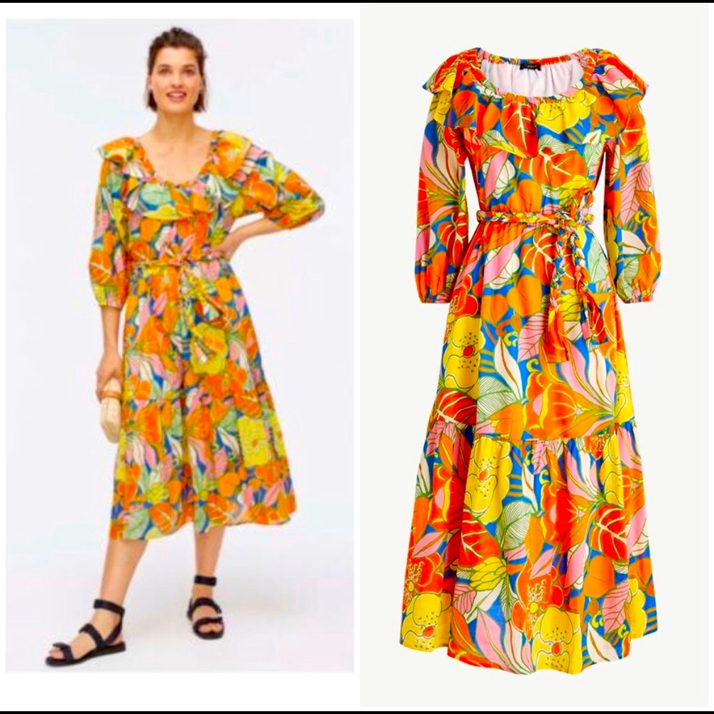 J. Crew Tropical Floral Belted Dress 🌴 NWT XS